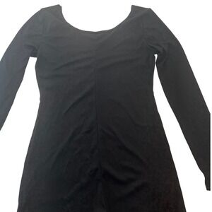Womens Black Ribbed Long Sleeve Mini‎ Dress Casual Bodycon Party